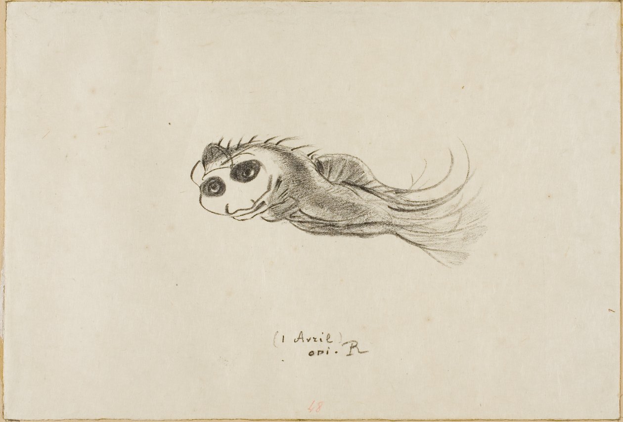 Menu de um jantar para litógrafos franceses, 1 de abril de 1887 de Odilon Redon