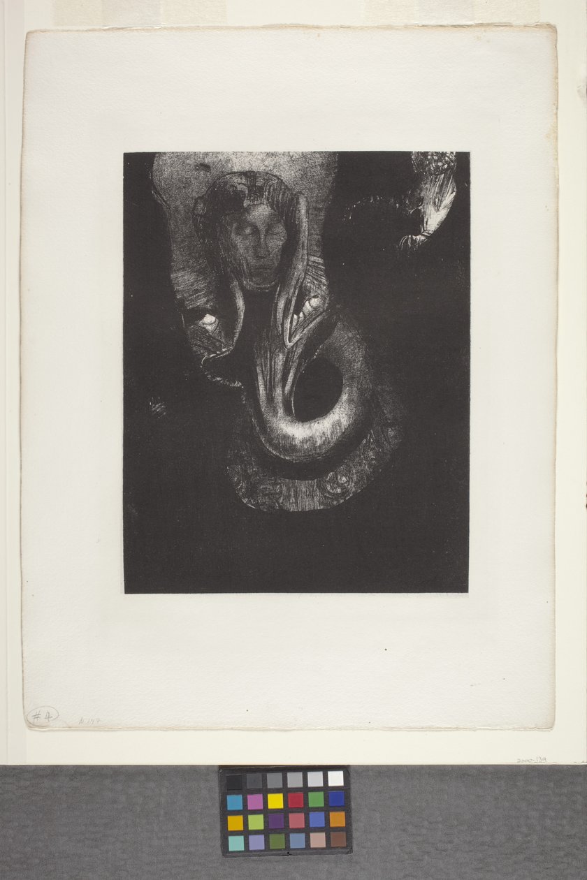 Oannes: "Eu, A Primeira Consciência do Caos..." (litografia em papel de apliques da China) de Odilon Redon