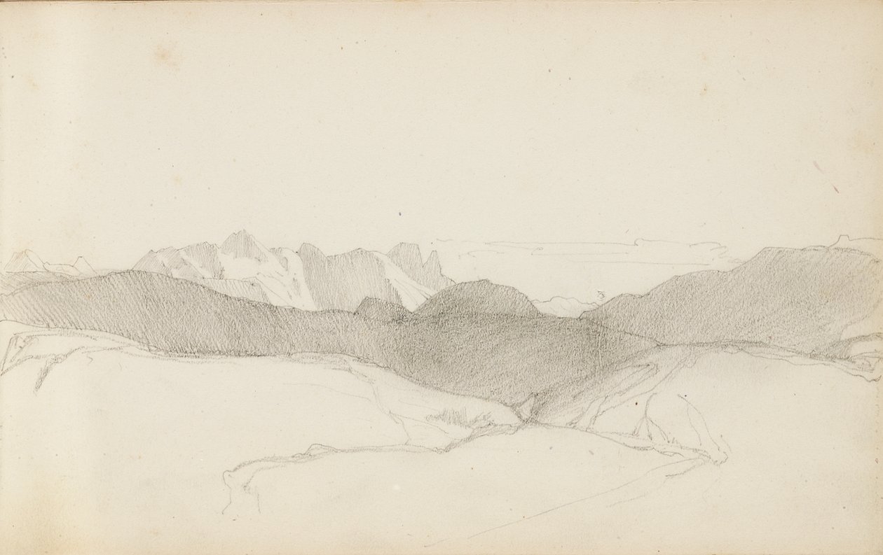 Página de um caderno de desenho, "O País Basco", 1862-63 de Odilon Redon