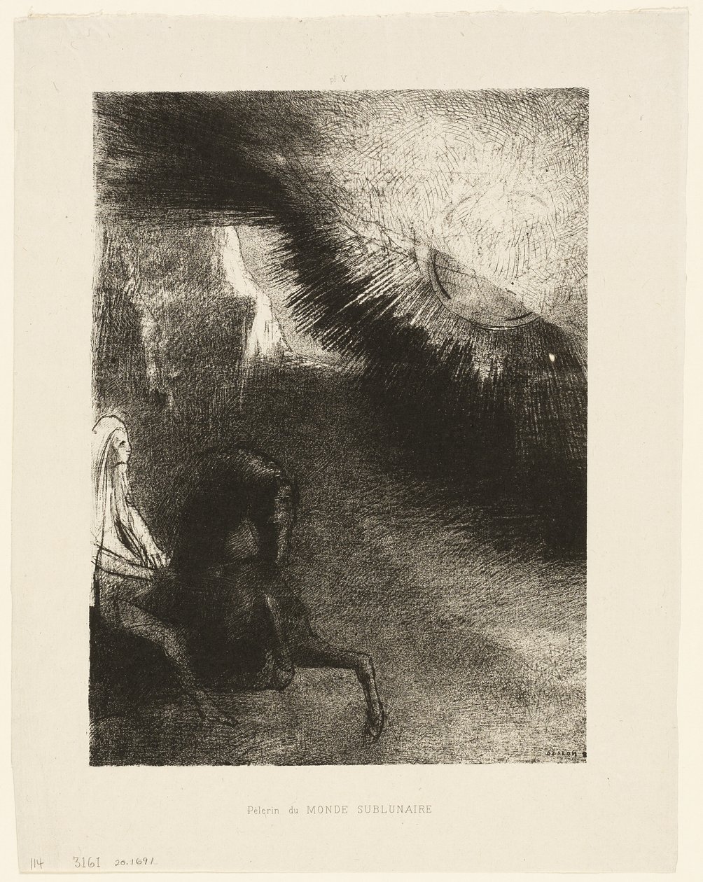 Peregrino do Mundo Sublunar, placa 5 de 6 de Odilon Redon