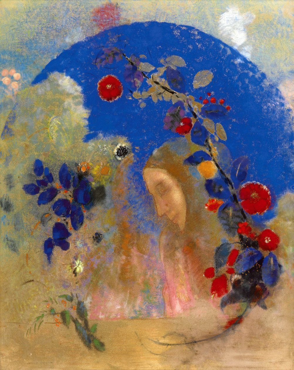 Perfil sob um Arco - Odilon Redon (1840-1916). Pastel sobre papel, c. 1905. Tamanho : 67,6x53,8 cm. Coleção Privada de Odilon Redon