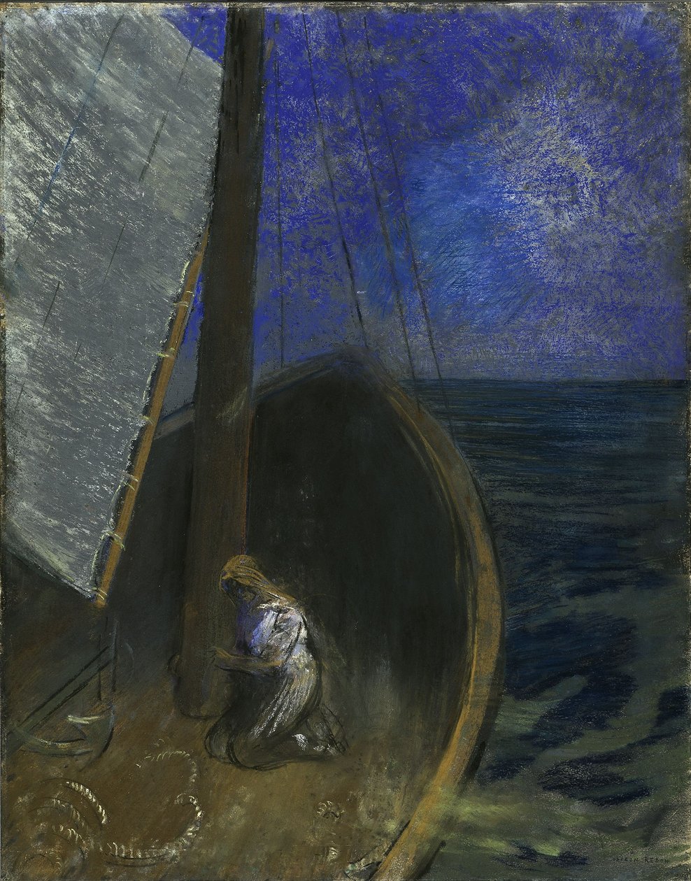 Santa mulher numa barca de Odilon Redon