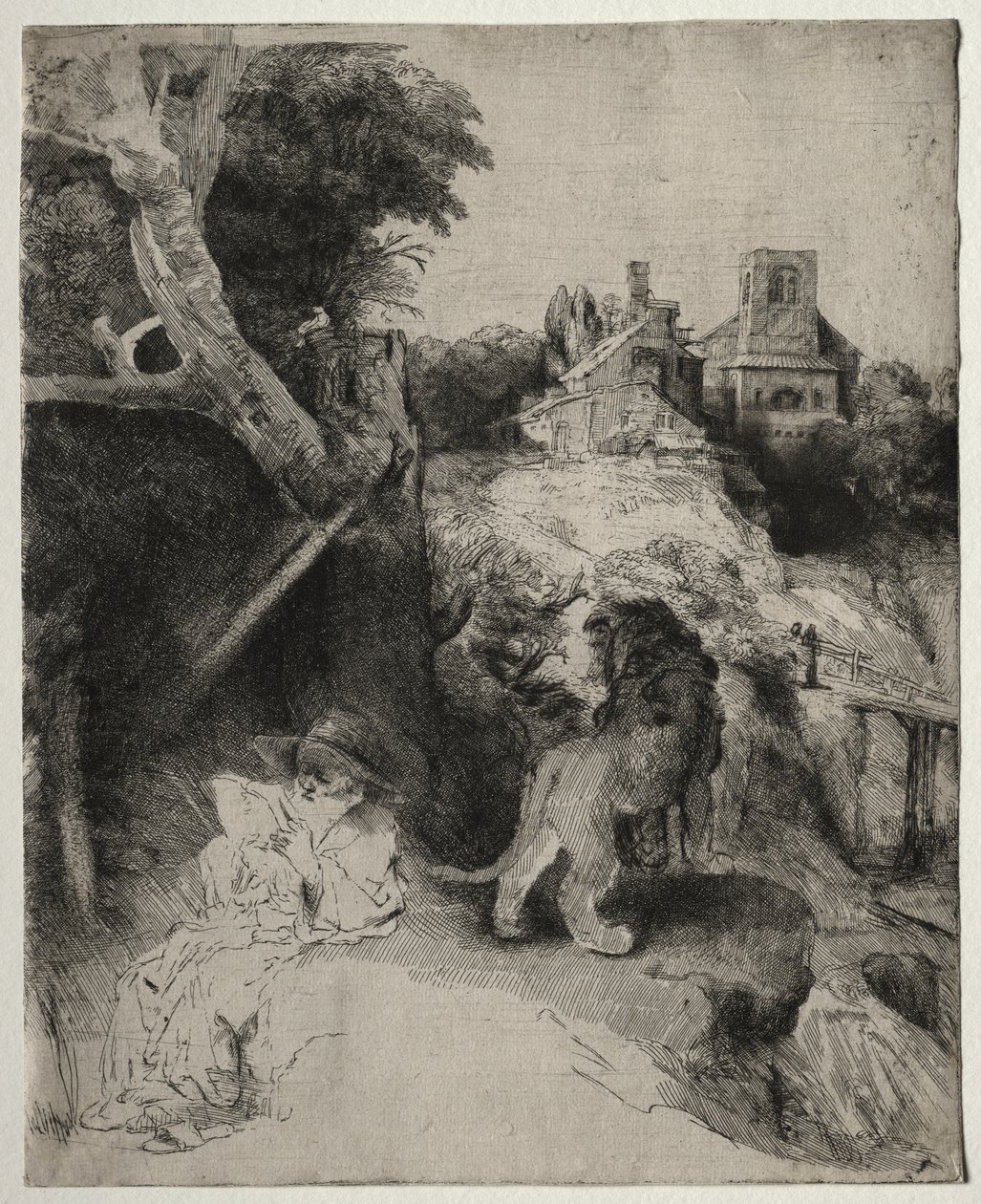 São Jerônimo lendo em uma paisagem italiana de Odilon Redon