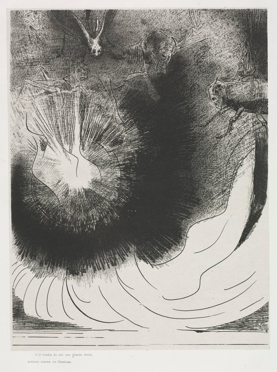 O Apocalipse de São João: E lá caiu uma grande estrela do céu, ardendo ..., 1899. de Odilon Redon