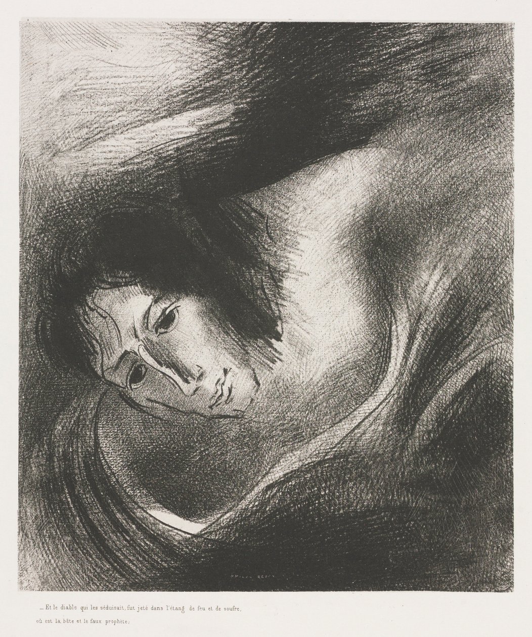 O apocalipse de São João: e o diabo que os enganou foi lançado no lago, 1899. de Odilon Redon