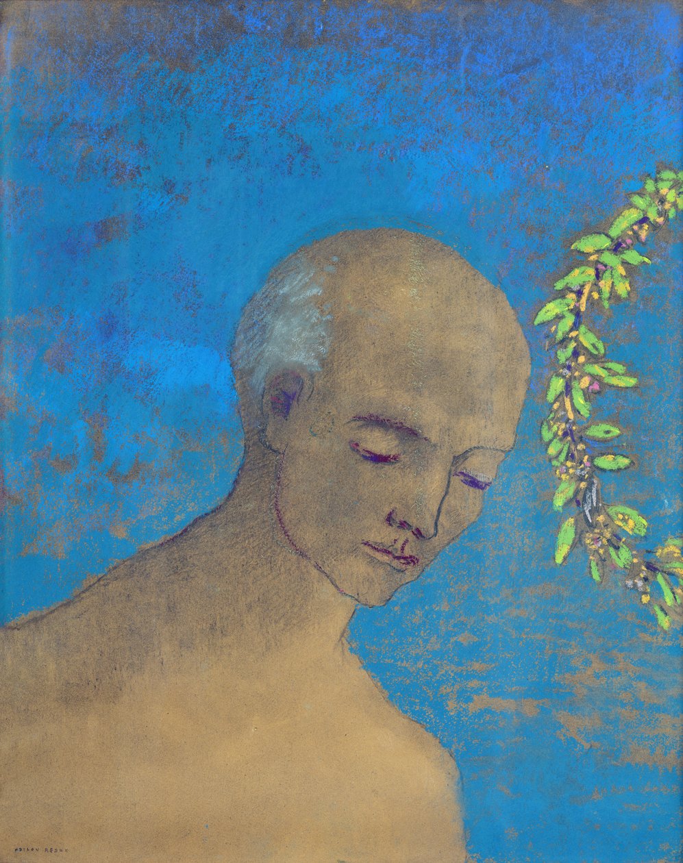 A coroa, 1910 (pastel e carvão) de Odilon Redon
