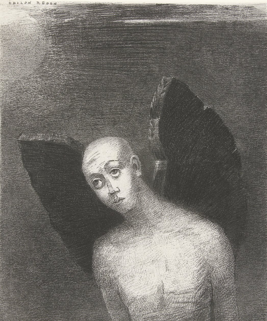O anjo caído, 1886 (impressão) de Odilon Redon
