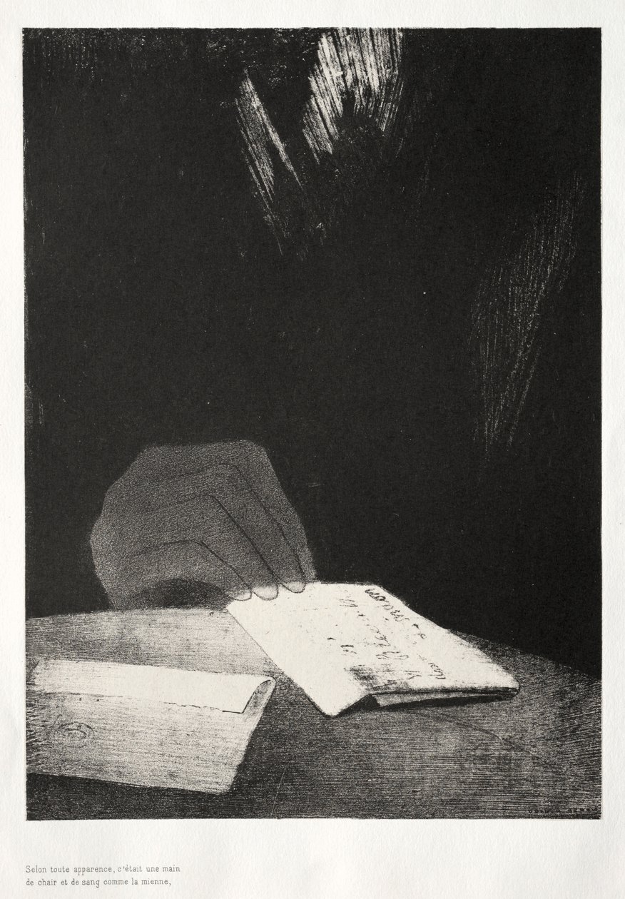 The Haunted House: Era uma mão, aparentemente tão de carne e osso quanto a minha, 1896. de Odilon Redon