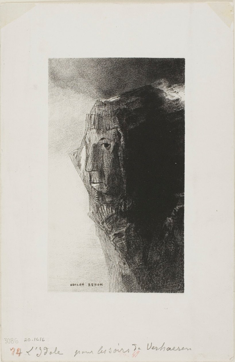 O Ídolo, frontispício da obra Les Soirs de Emile Verhaeren de Odilon Redon