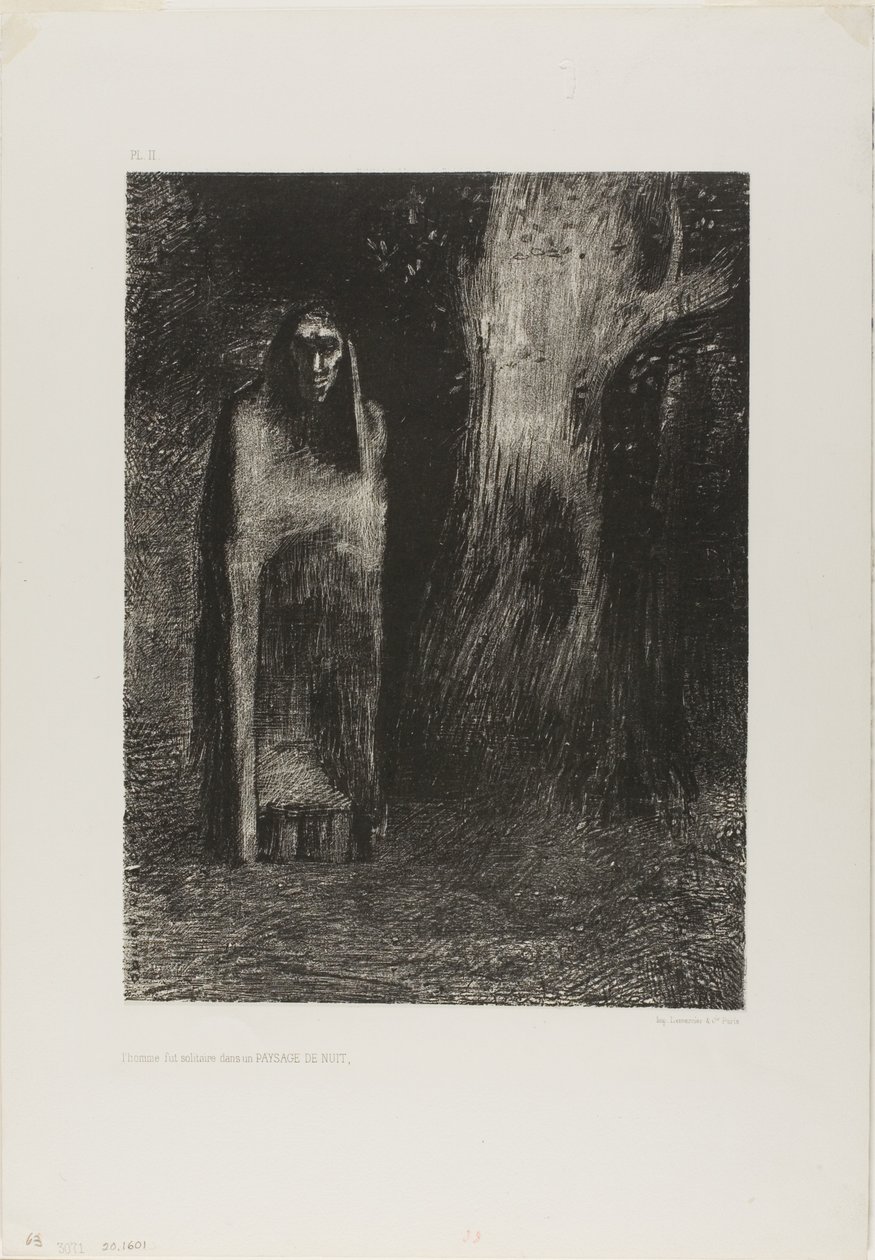O Homem Estava Sozinho em uma Paisagem Noturna, from Noite de Odilon Redon