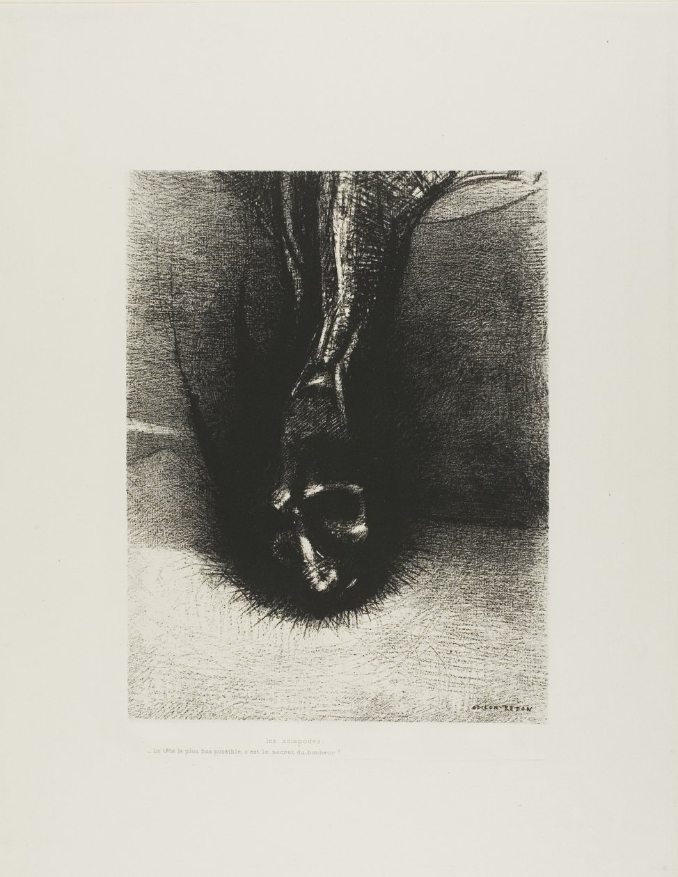Os Skiapods: "A cabeça o mais baixa possível, esse é o segredo da felicidade!", placa 6 de 6 de Odilon Redon