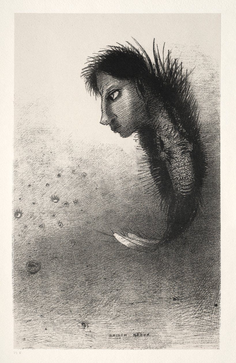 A Tentação de Santo Antônio Primeira Série: Então Aparece um Ser Singular ..., 1888. de Odilon Redon