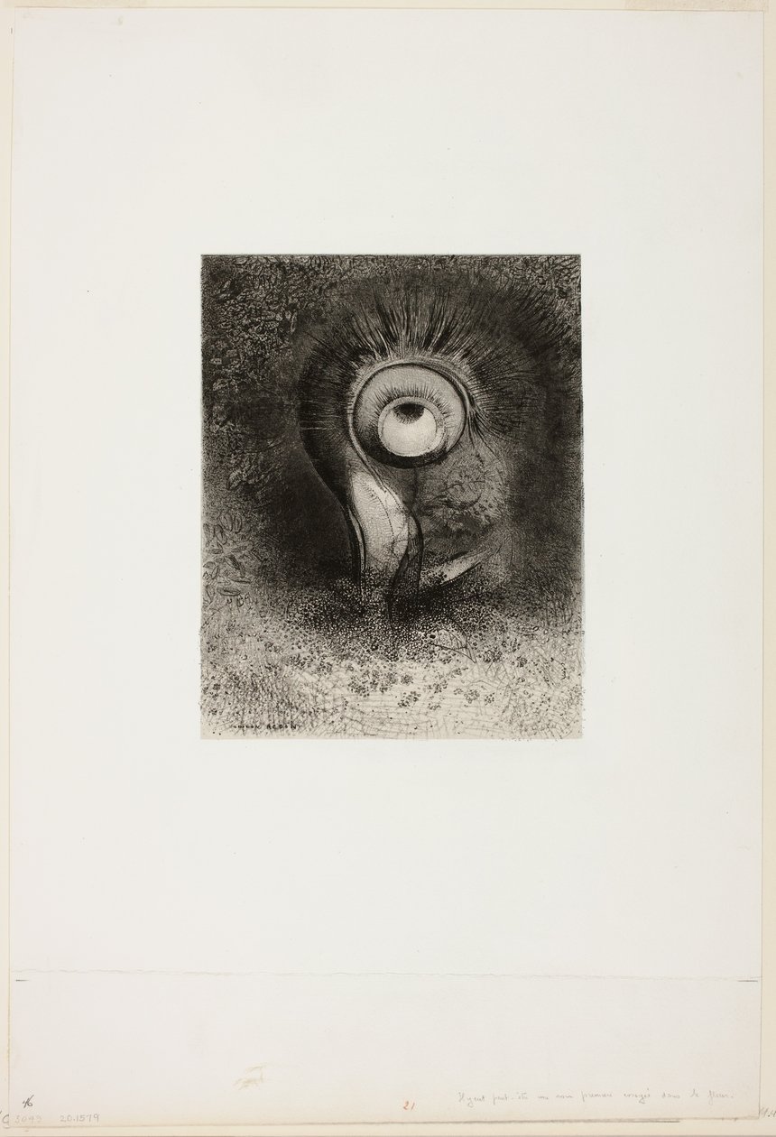 Talvez tenha havido uma primeira visão na flor, placa 2 de 8 de "Les Origines" de Odilon Redon
