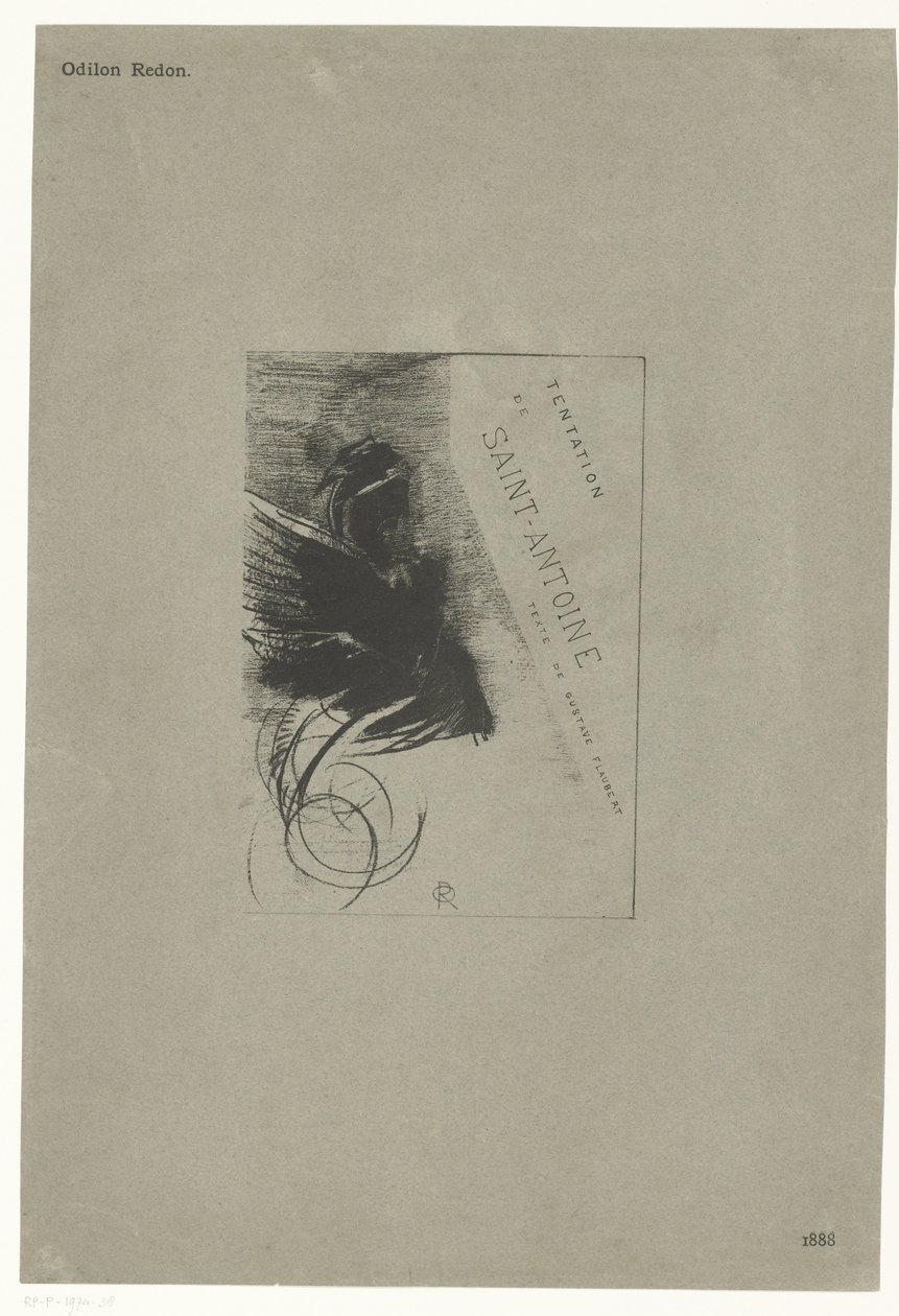 Folha de rosto de uma série com a tentação de Santo António Tentation de Saint-Antione texte de Gustave Flaubert (título da série no objeto) Tentação de Santo Antônio (título da série) de Odilon Redon