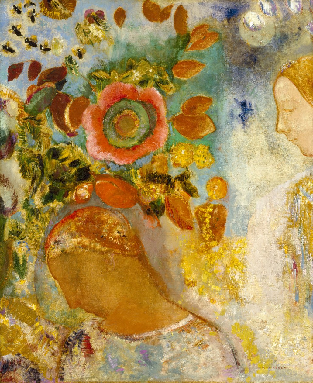 Duas raparigas entre flores, 1912 de Odilon Redon