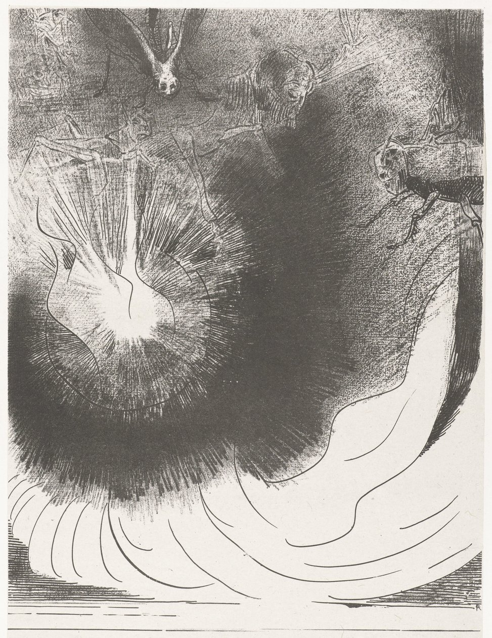 Uit de hemel viel een grote ster
e caiu do céu uma grande estrela, ardendo como uma tocha (título sobre o objecto)
Apocalipse de São João (título da série)
Openbaring van Johannes (título da série) de Odilon Redon