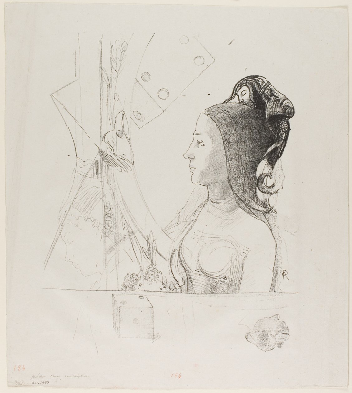 Litografia de teste sem título de Odilon Redon