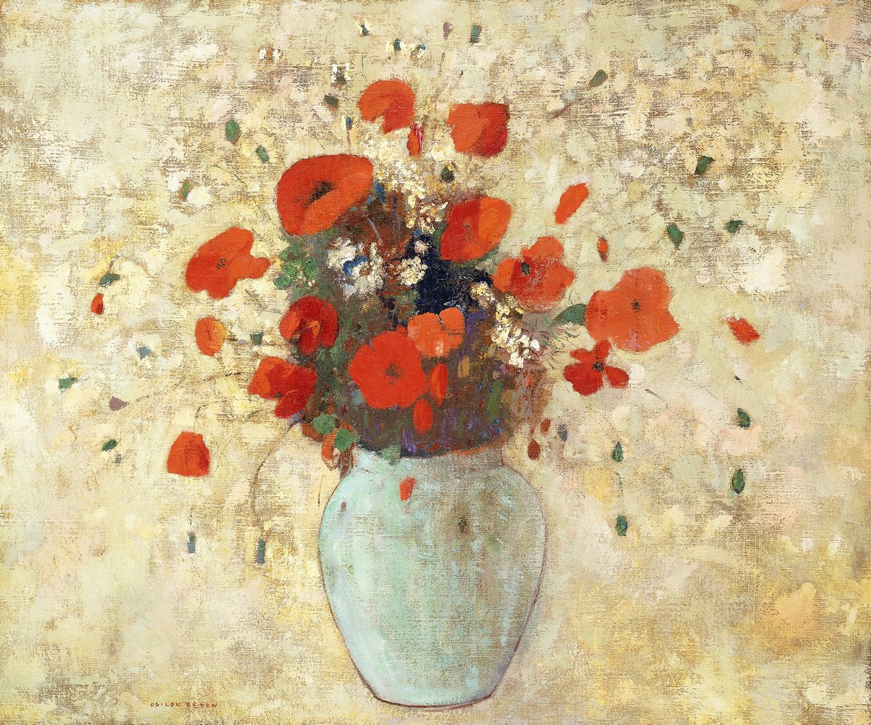 Vaso de papoulas; Vaso de papoulas, 1905-09 de Odilon Redon
