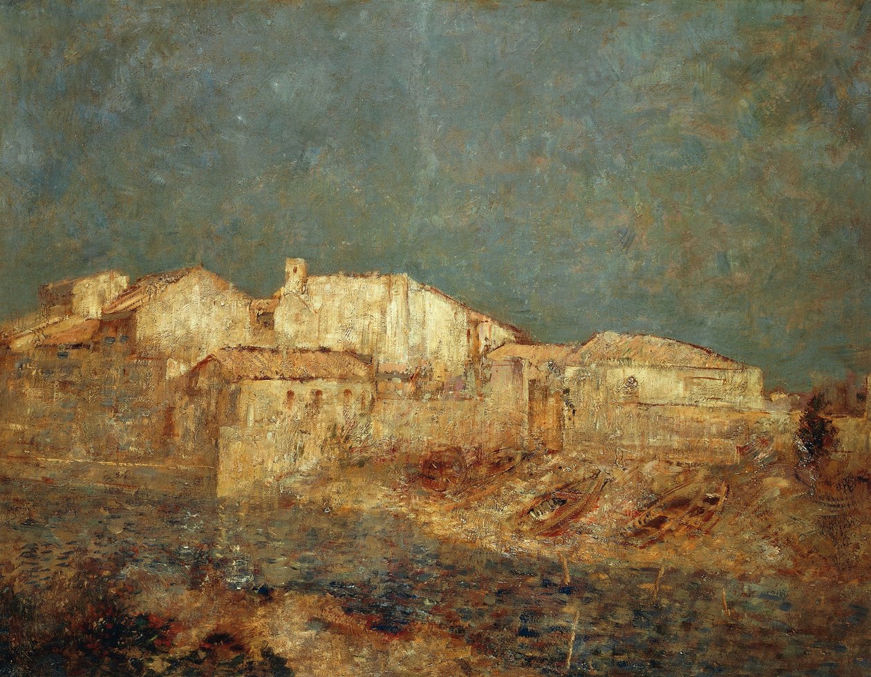 Paisagem veneziana ou bairro piscatório em Veneza de Odilon Redon