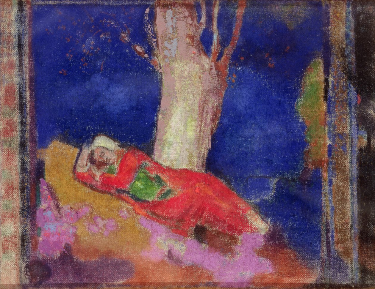 Mulher Dormindo debaixo de uma árvore de Odilon Redon