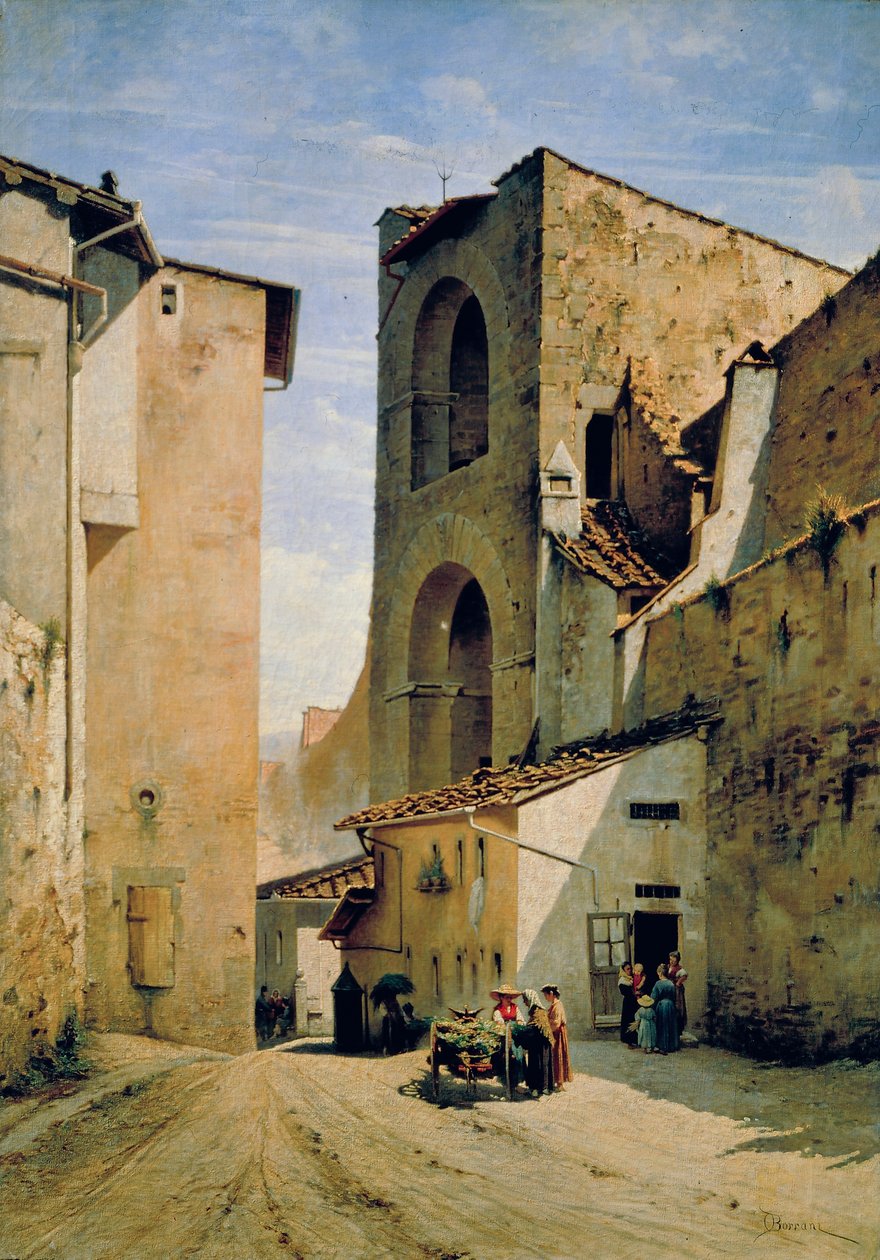 Antiga Porta a Pinti, c.1880 (óleo sobre tela) de Odoardo Borrani