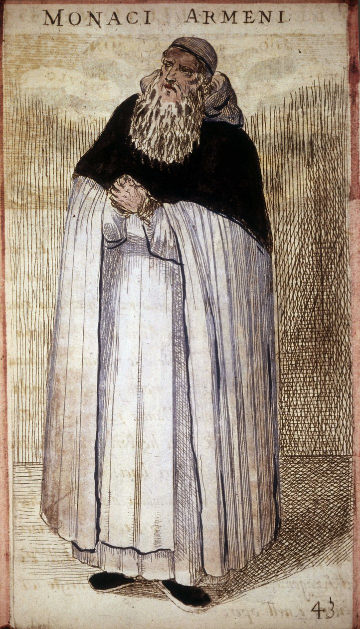Monge arménio. Gravura em madeira. Século XVI. de Odoardo Fialetti