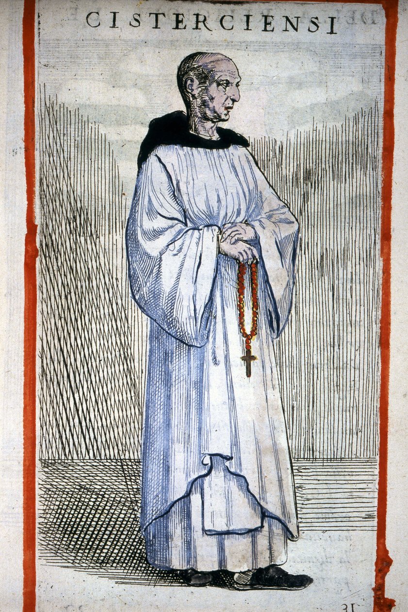 Monge cisterciense. Gravura em O. Fialetti. Século XVI. de Odoardo Fialetti