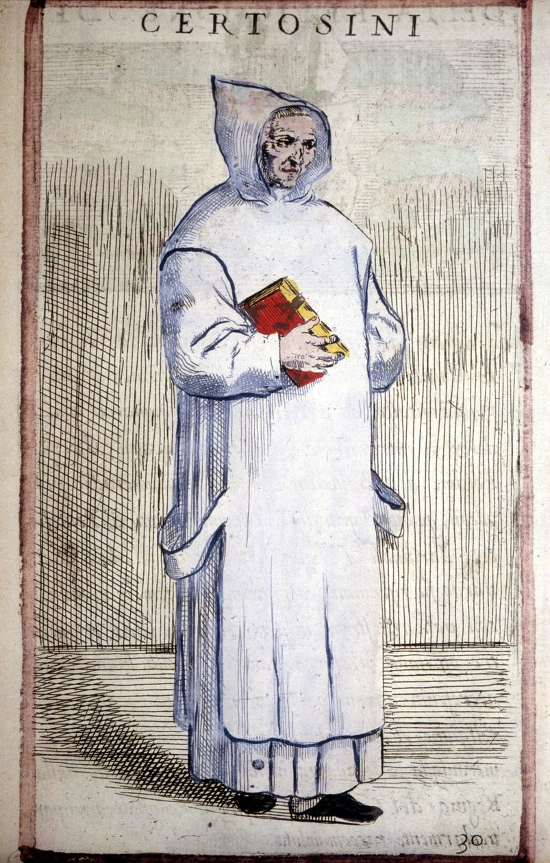 Ordem religiosa: Carthusian. Gravura do século XVI. de Odoardo Fialetti