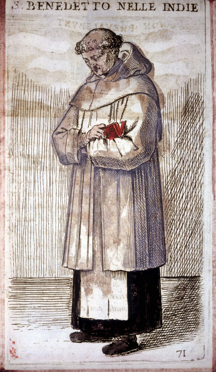 Ordem religiosa: um monge beneditino. Gravura em O. Fialetti. Século XVI. de Odoardo Fialetti