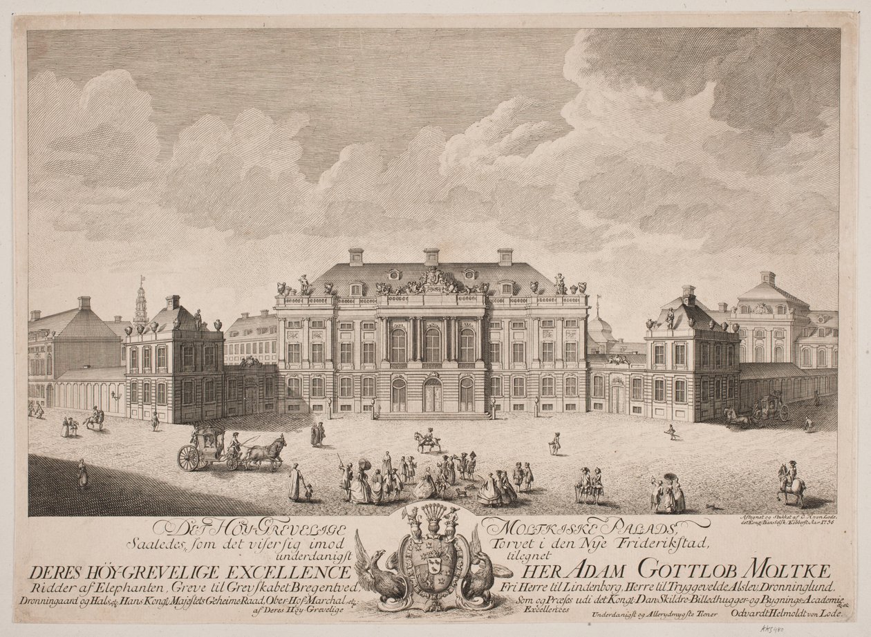 O Palácio Moltke na Praça do Castelo de Amalienborg de Odvardt Helmoldt de Lode
