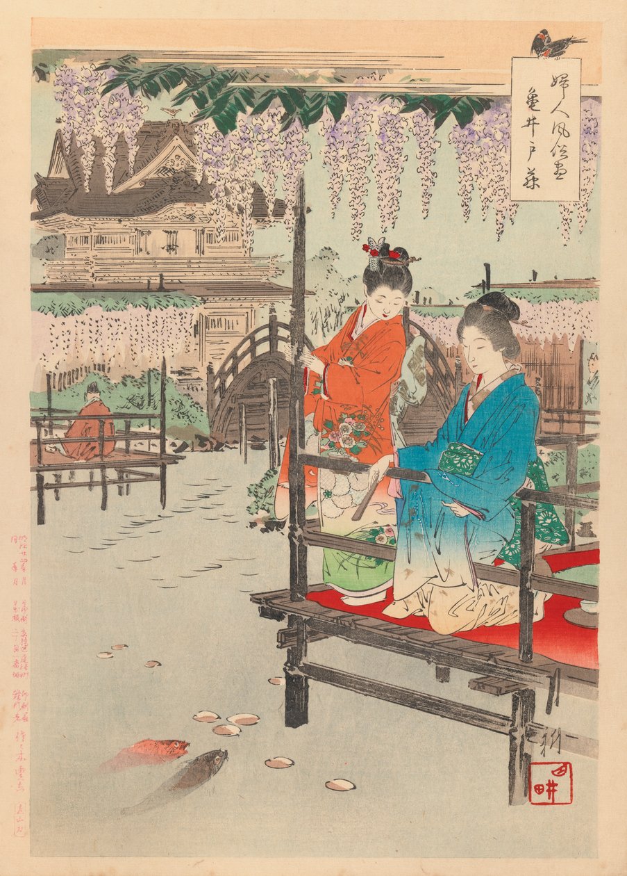 Impressão da série Costumes e costumes da mulher, 1891-92 (impressão em xilogravura) de Ogata Gekko