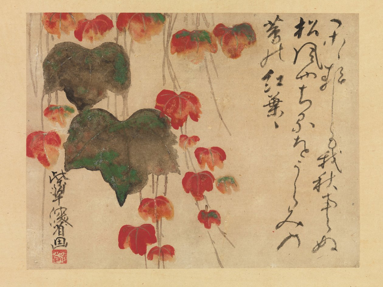 Autumn Ivy (tinta, cor e ouro no papel) depois de 1732 de Ogata Kenzan