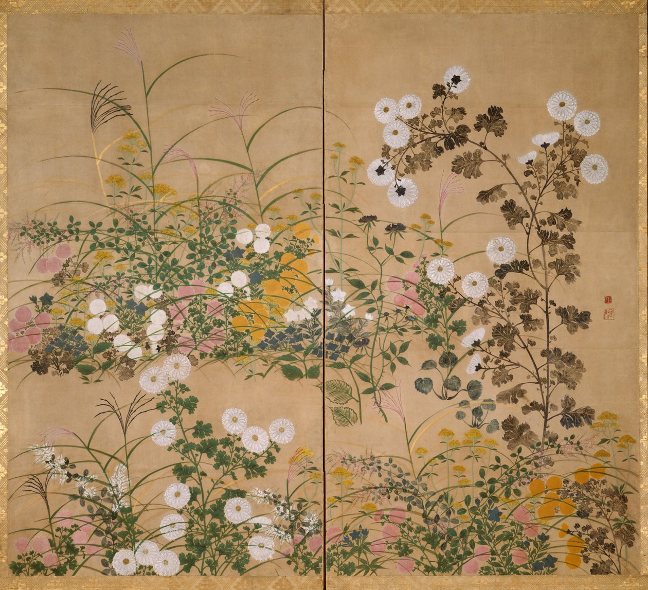 Importantes plantas de floração objeto de arte no outono de Ogata Korin