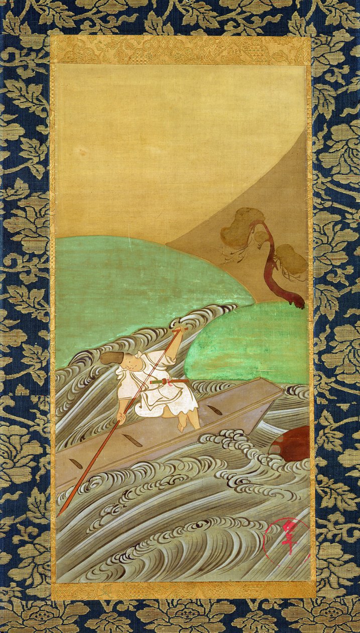 O barqueiro (caneta e tinta em seda) de Ogata Korin