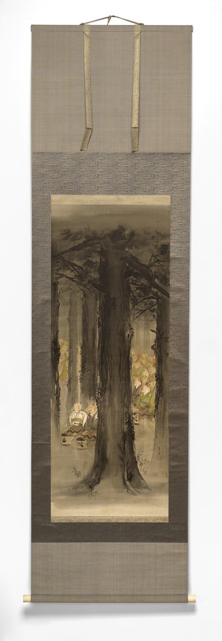 Kitsune No Yomeiri [O casamento da raposa], final do século 19 ao início do século 20 (tinta em papel de seda com rolo de marfim) de Ogata Gekko