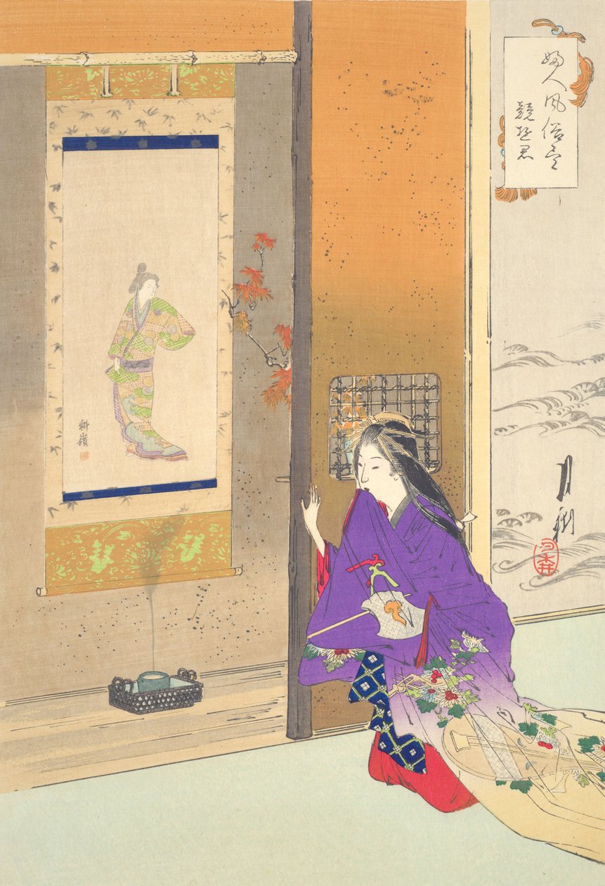 Mulher diante de um tokonoma: imagens dos costumes e usos das mulheres de Ogata Gekko