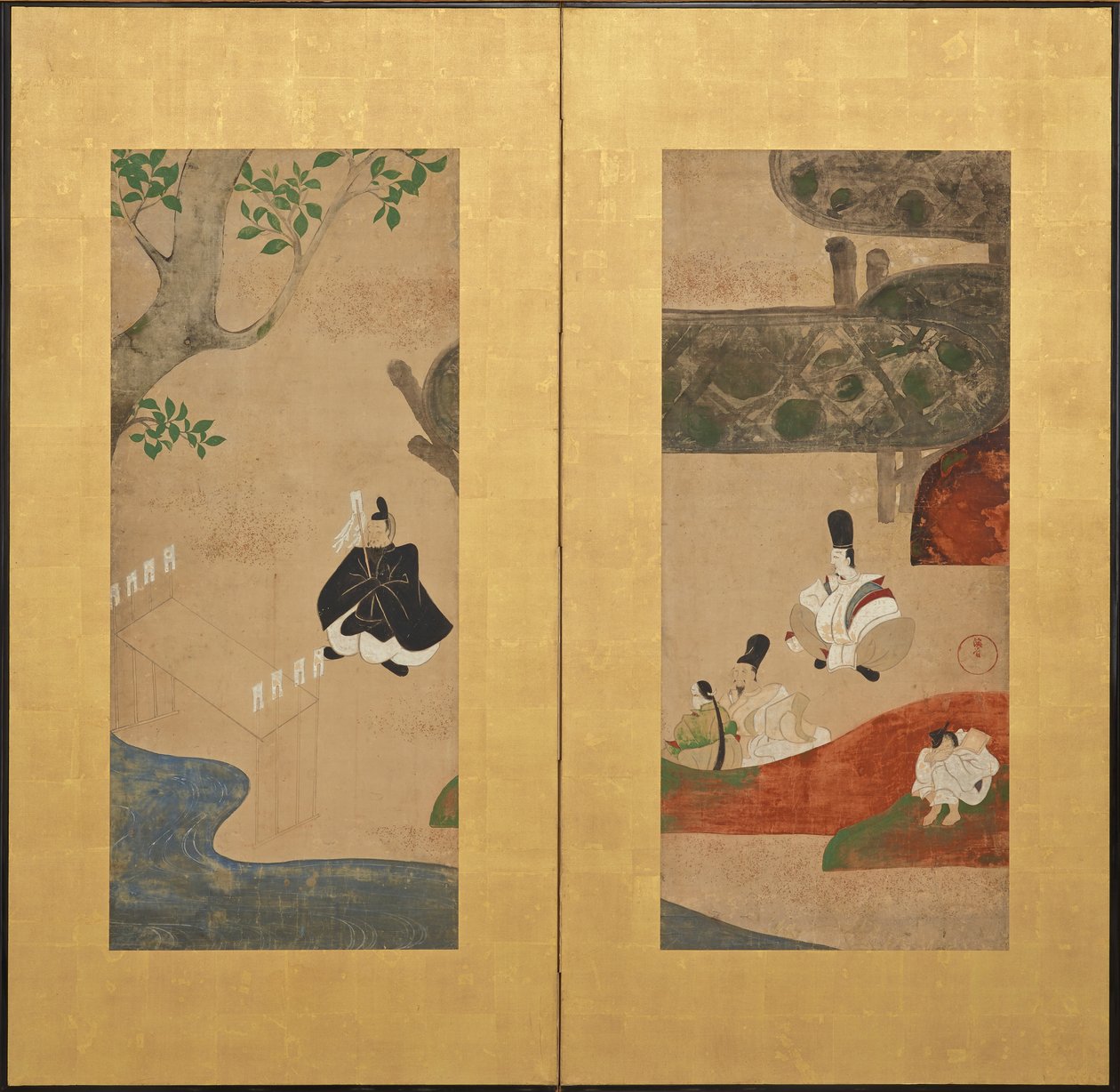 Uma cerimônia xintoísta, período Edo, final do século XVII e início do século XVIII. de Ogata Kenzan