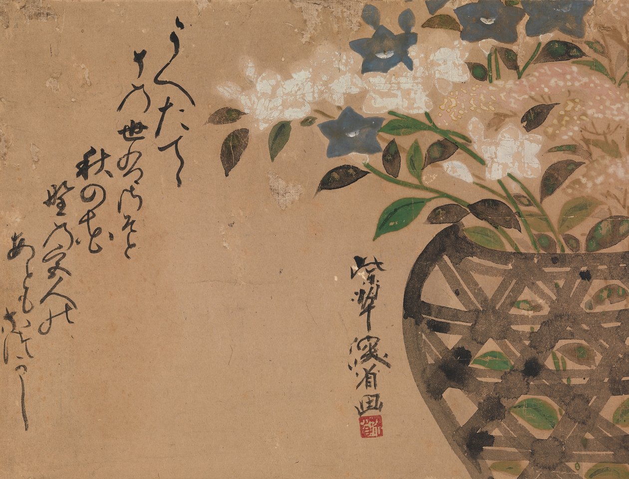 Bellflowers na cesta, século XVIII. de Ogata Kenzan