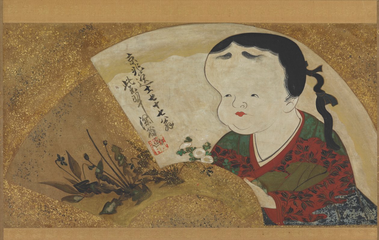 Uzume Okame e flores, século XVIII-XIX. de Ogata Kenzan