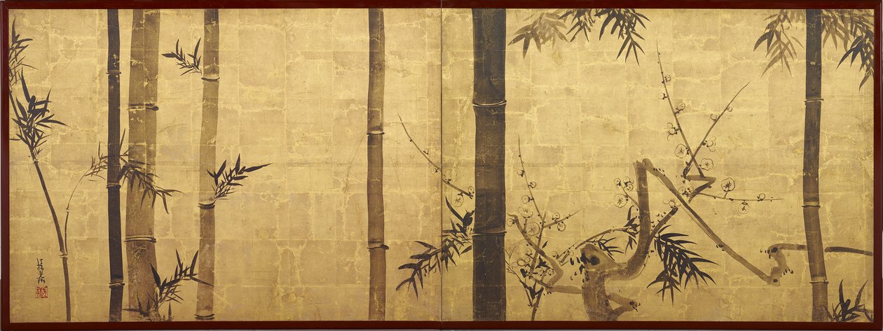 Bambu e ameixeira de Ogata Korin