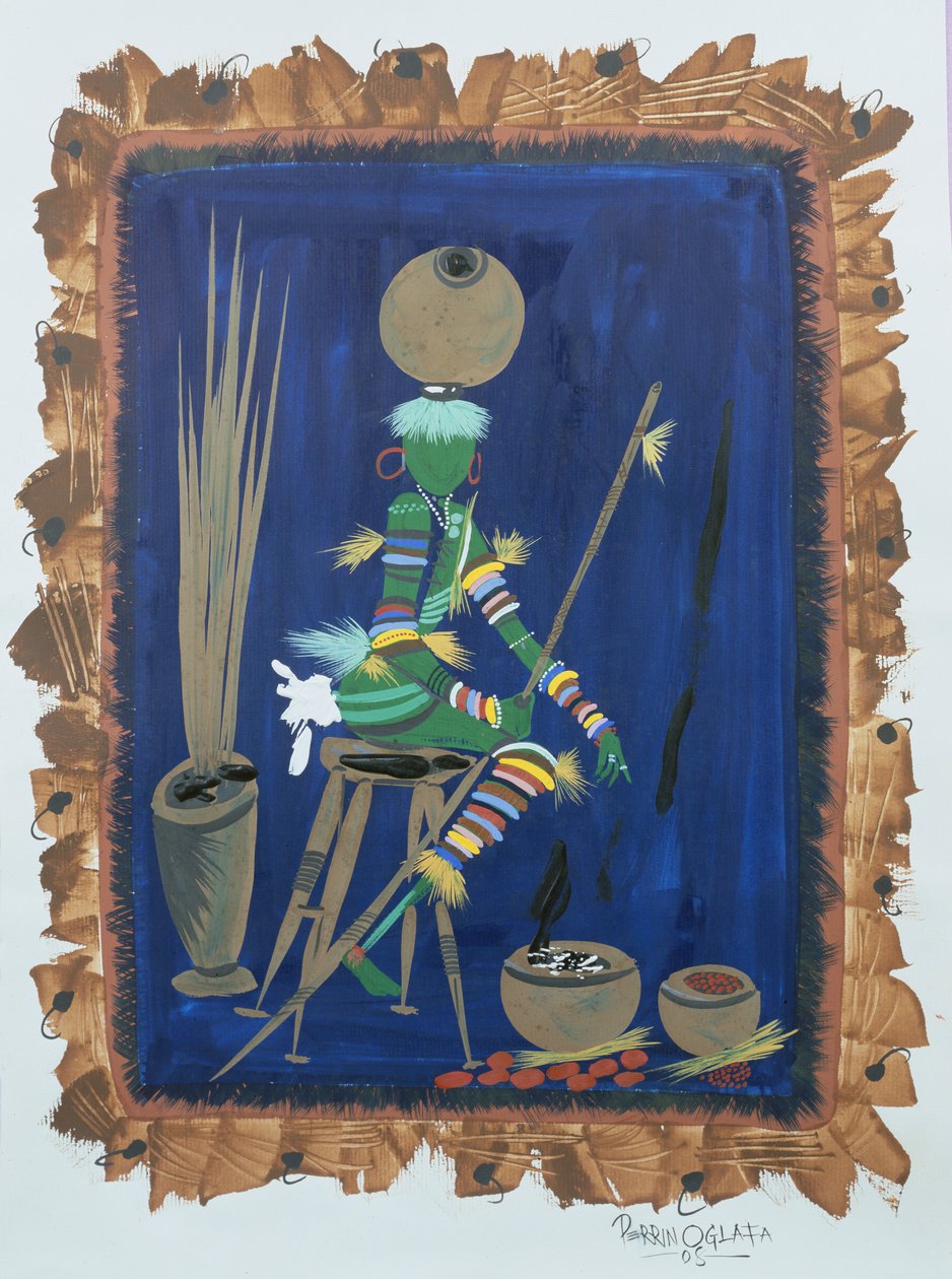 Attired Trader, 2008 (acrílico e guache sobre papel) de Oglafa Ebitari Perrin