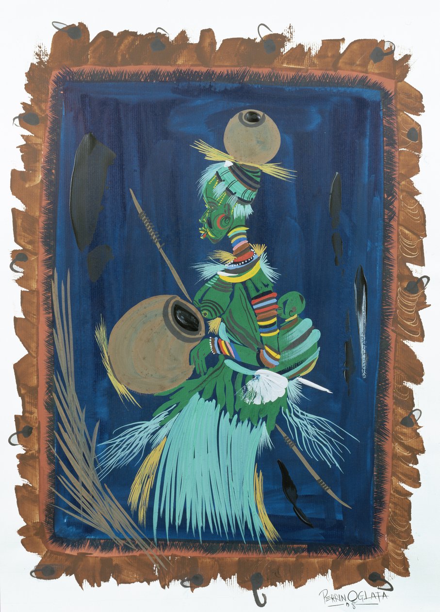 Apoio de mães. 2008 (acrílico e guache sobre papel) de Oglafa Ebitari Perrin