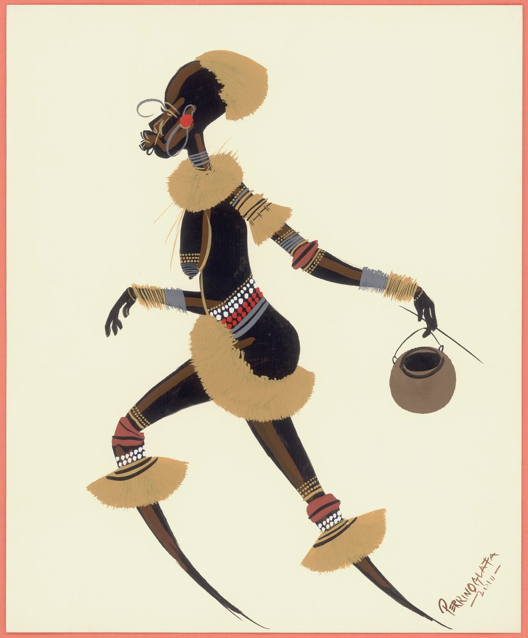 Mulher de Ráfia, 2010 (óleo sobre papel) de Oglafa Ebitari Perrin