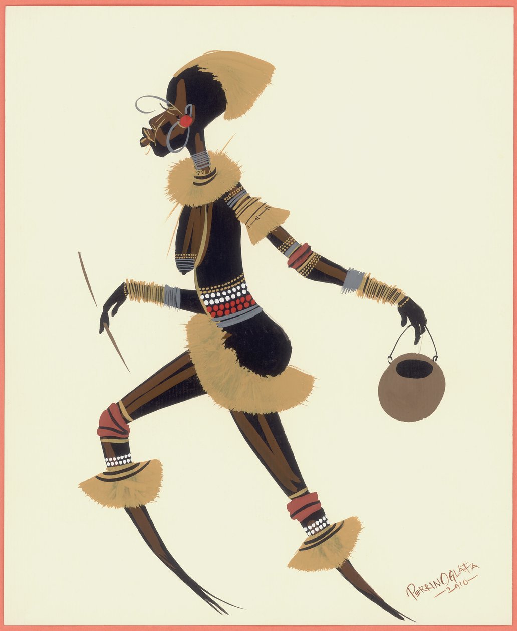 Mulher de Ráfia, 2010 (óleo sobre papel) de Oglafa Ebitari Perrin