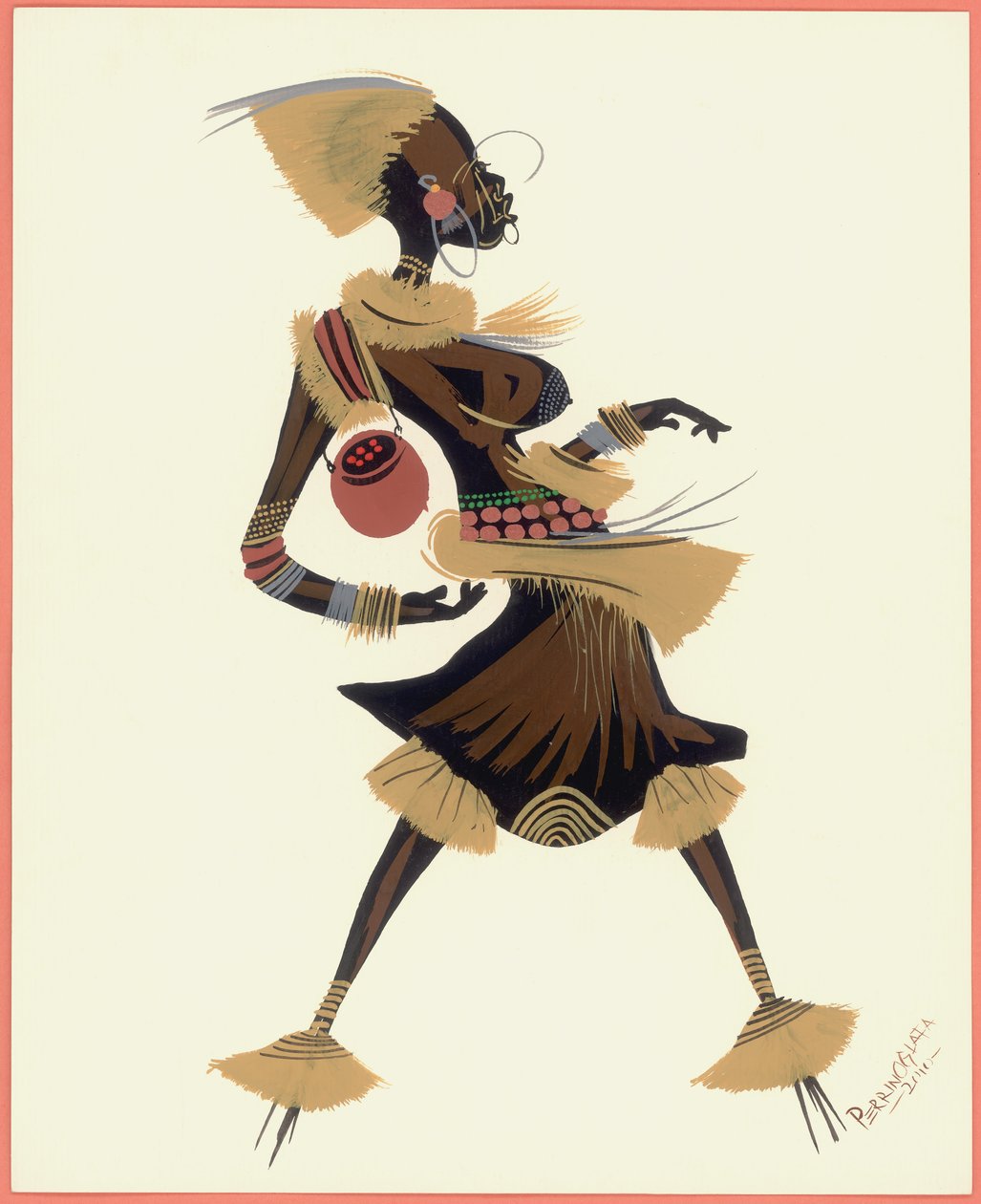 Mulher de pote de água, 2010 (óleo sobre papel) de Oglafa Ebitari Perrin
