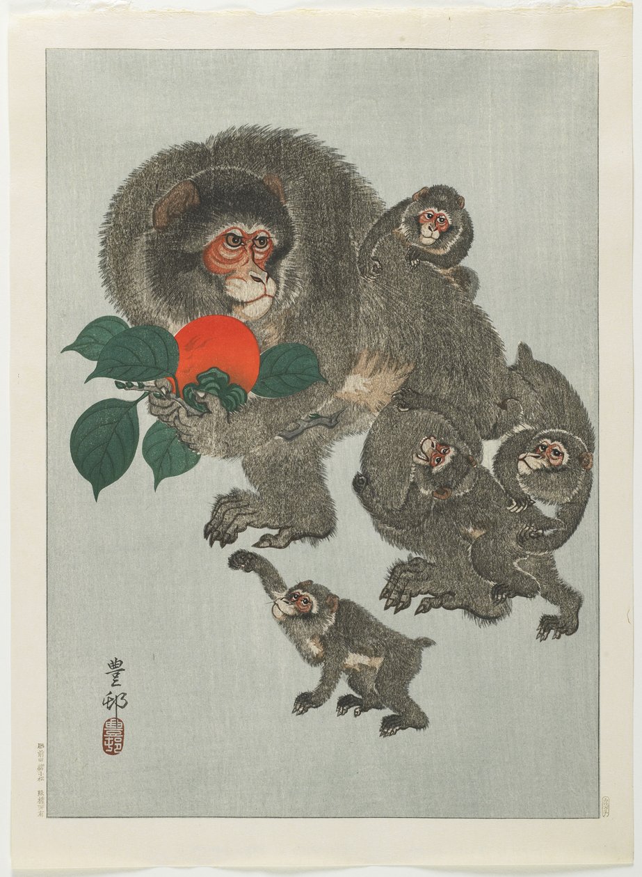 Macacos e caqui, década de 1930 de Ohara Koson