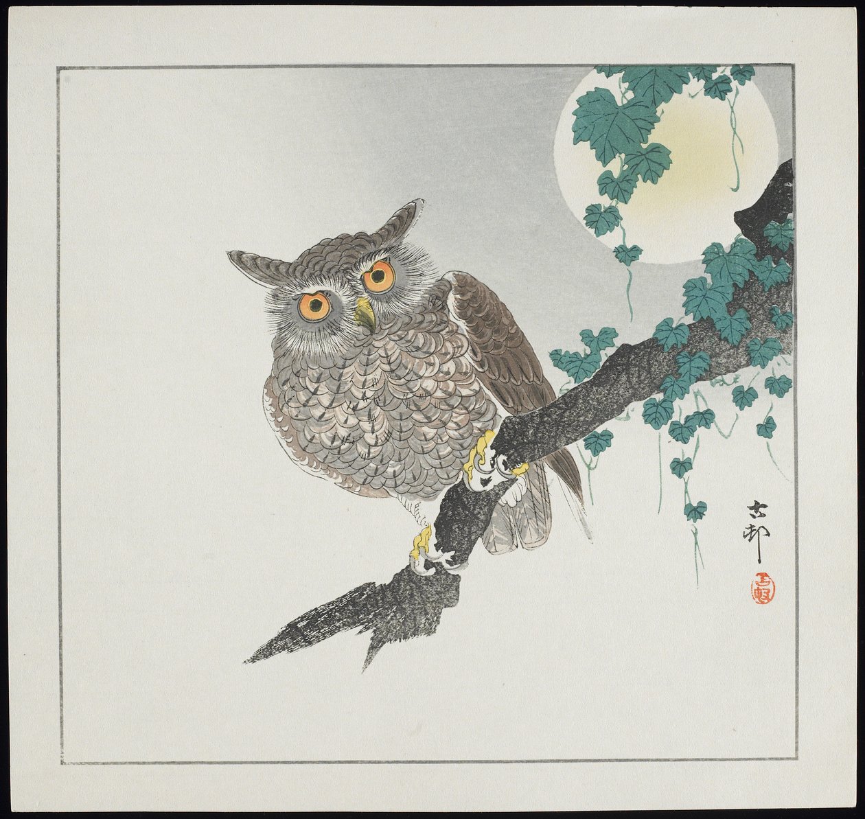 Coruja, pré-1912 de Ohara Koson