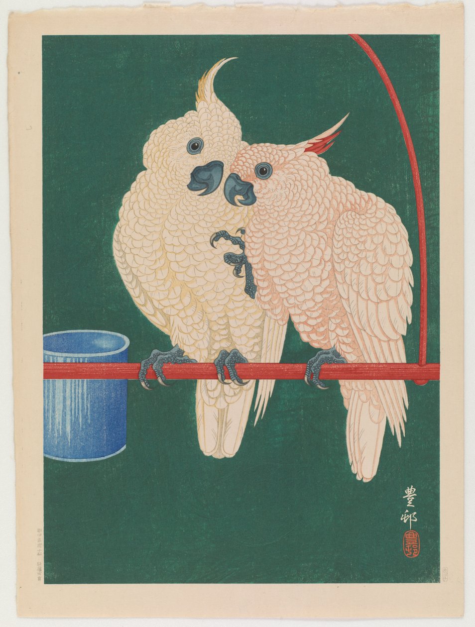 Par de cacatuas brancas, c.1930 (impressão woodblock de cor) de Ohara Koson