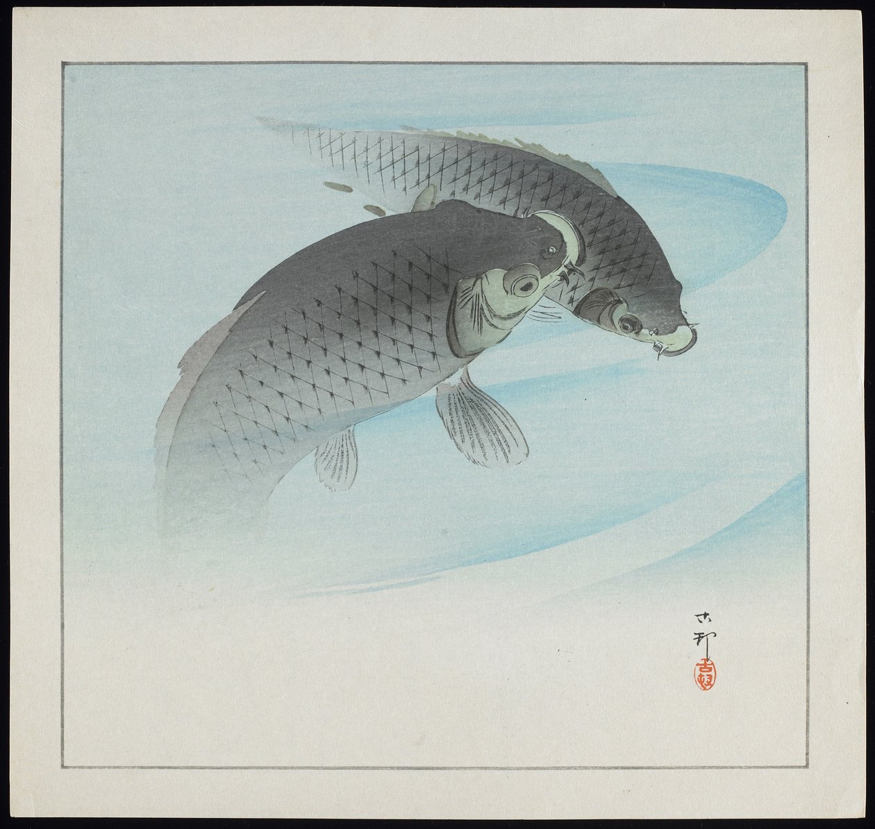 Duas carpas, pré-1912 de Ohara Koson