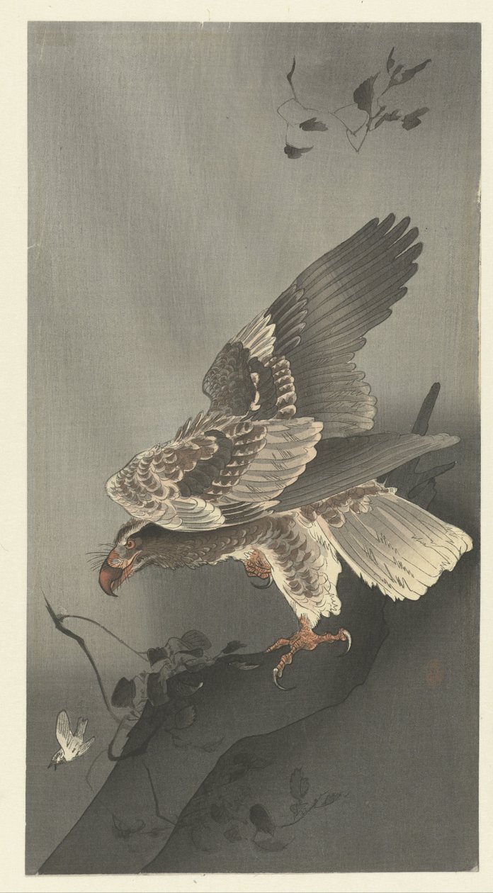 Águia à espreita de presas de Ohara Koson